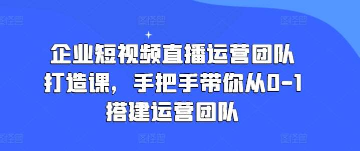 企业短视频直播运营团队打造课，手把手带你从0-1搭建运营团队-三石资源库