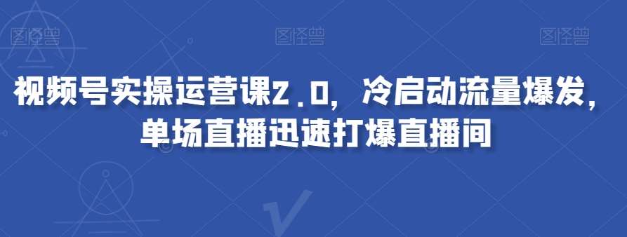 视频号实操运营课2.0，冷启动流量爆发，单场直播迅速打爆直播间-三石资源库