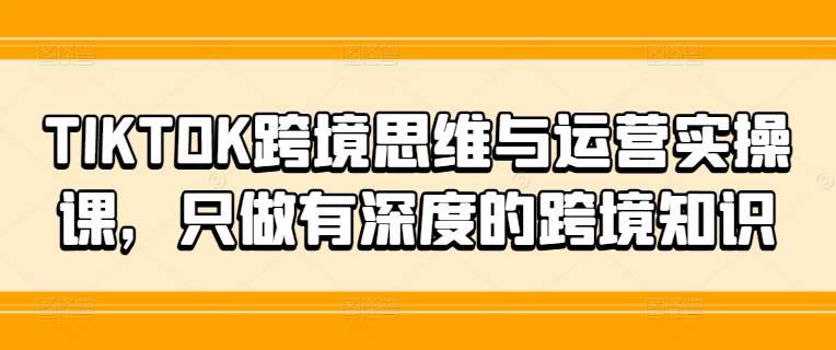 TIKTOK跨境思维与运营实操课，只做有深度的跨境知识-三石资源库