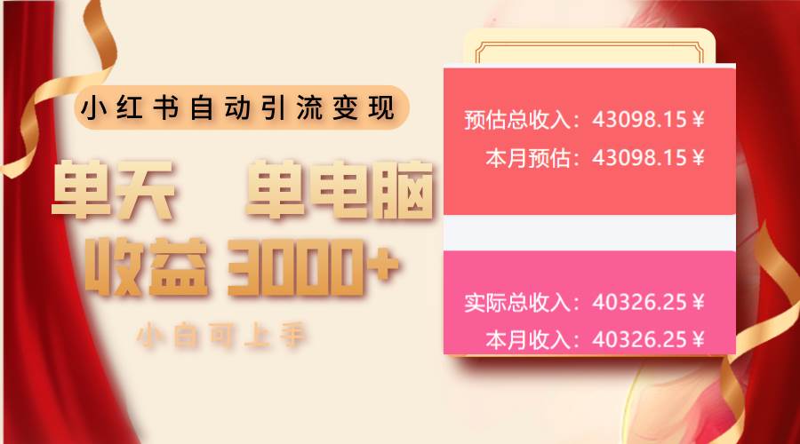 （13999期）小红书自动引流变现 单天单电脑收益3000+  小白可上手-三石资源库