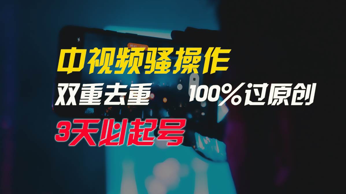 中视频骚操作，双重去重100%过原创，3天比必起号，简单无脑，月入3W+-三石资源库