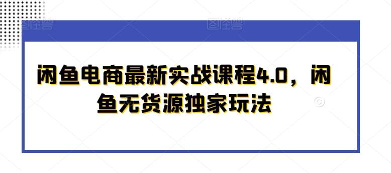 闲鱼电商最新实战课程4.0，闲鱼无货源独家玩法-三石资源库