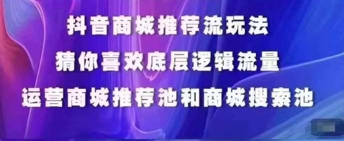 抖音商城运营课程，猜你喜欢入池商城搜索商城推荐人群标签覆盖-三石资源库