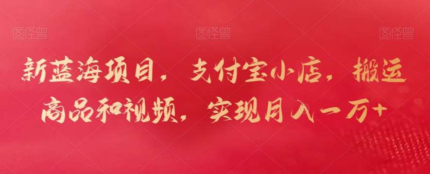 新蓝海项目，支付宝小店，搬运商品和视频，实现月入一万+【揭秘】-三石资源库