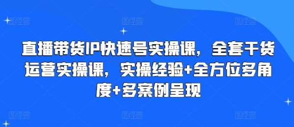 直播带货IP快速号实操课，全套干货运营实操课，实操经验+全方位多角度+多案例呈现-三石资源库