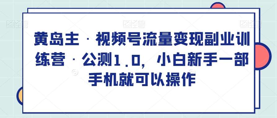 黄岛主·视频号流量变现副业训练营·公测1.0,小白新手一部手机就可以操作-三石资源库