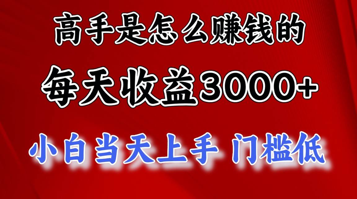 （11228期）高手是怎么赚钱的，一天收益3000+ 这是穷人逆风翻盘的一个项目，非常…-三石资源库