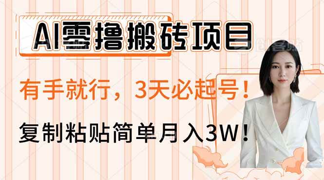 （14134期）AI零撸搬砖项目玩法，有手就行，3天必起号，复制粘贴简单月入3W！-三石资源库