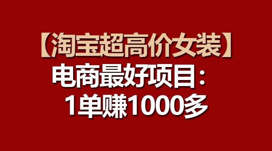 【淘宝超高价女装】电商最好项目：一单赚1000多-三石资源库