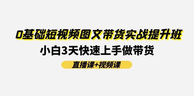 0基础短视频图文带货实战提升班，小白3天快速上手做带货(直播课+视频课)-三石淘金网