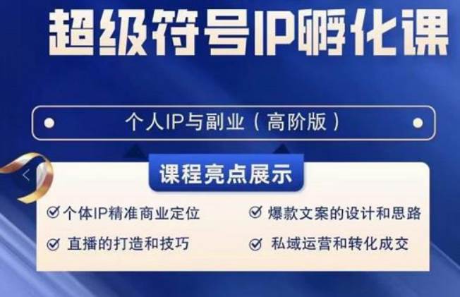 超级符号IP孵化高阶课，建立流量思维底层逻辑，打造属于自己IP（51节课）-三石淘金网