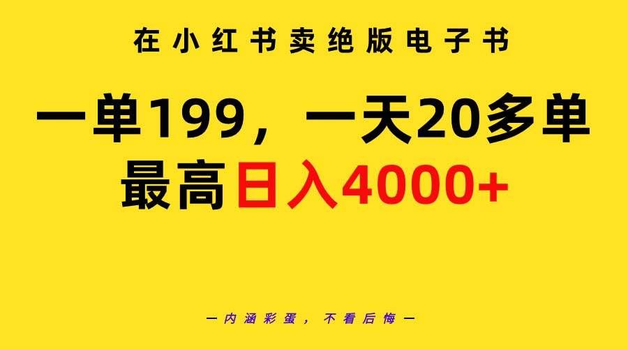 （9401期）在小红书卖绝版电子书，一单199 一天最多搞20多单，最高日入4000+教程+资料-三石资源库