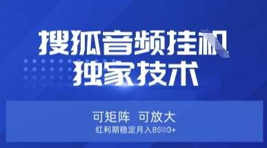 【搜狐音频挂G】独家技术，可矩阵可放大，红利期稳定月入8k【揭秘】-三石资源库