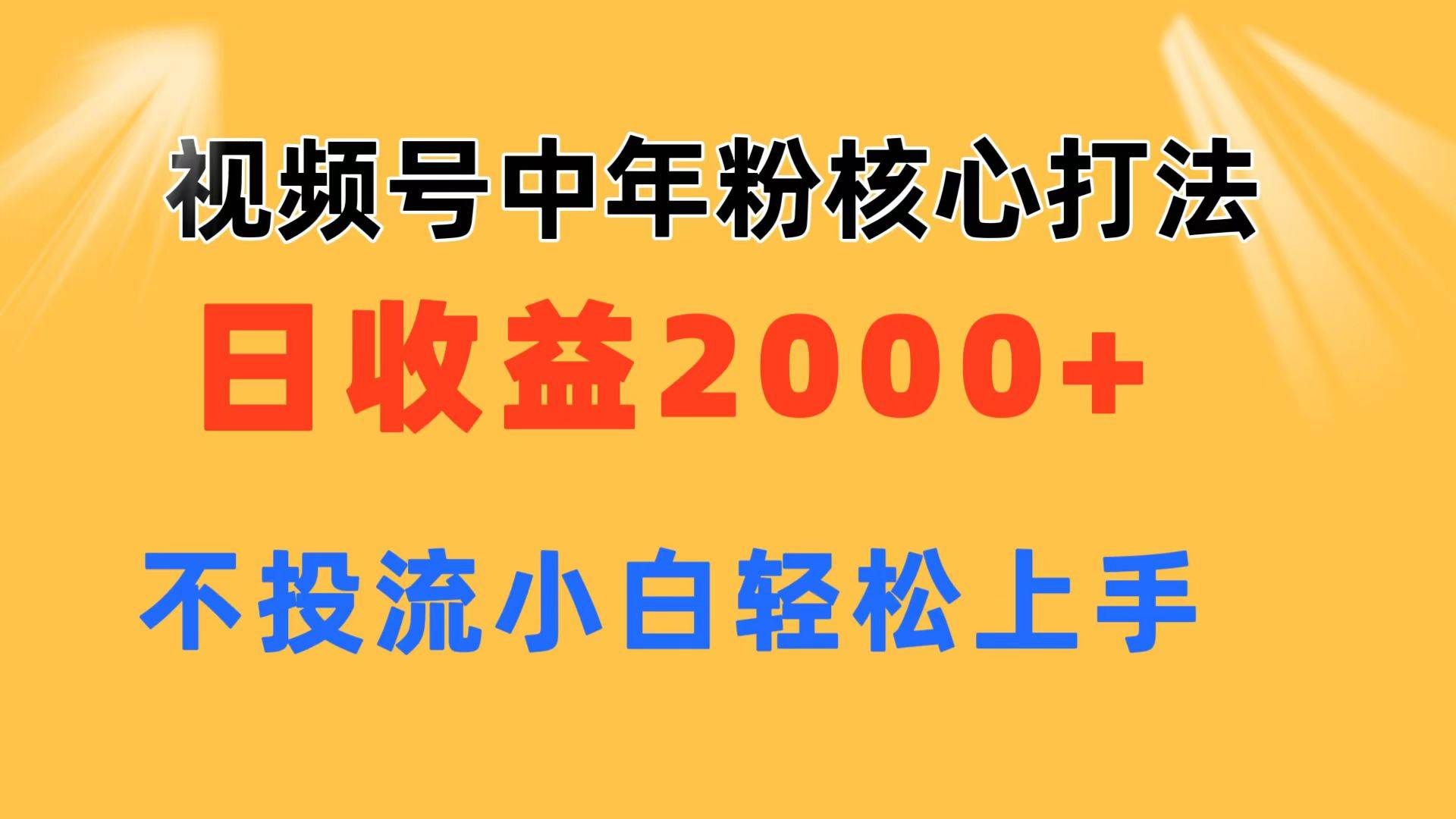 （11205期）视频号中年粉核心玩法 日收益2000+ 不投流小白轻松上手-三石资源库