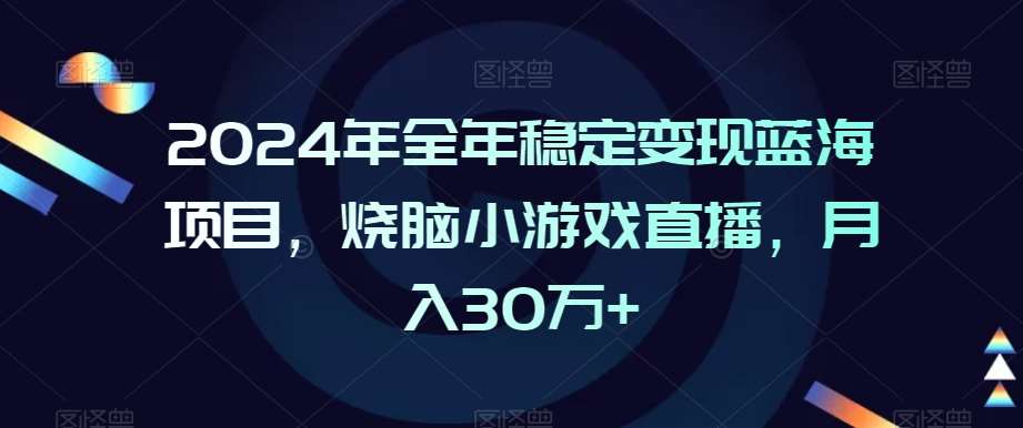 2024年全年稳定变现蓝海项目，烧脑小游戏直播，月入30万+【揭秘】-三石资源库