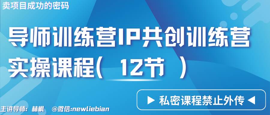 导师训练营3.0IP共创训练营私密实操课程（12节）-卖项目的密码成功秘诀-三石淘金网