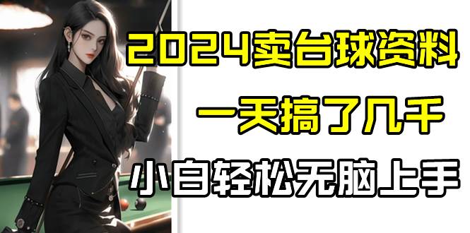 2024卖台球资料，一天搞了几千，小白轻松无脑上手-三石资源库