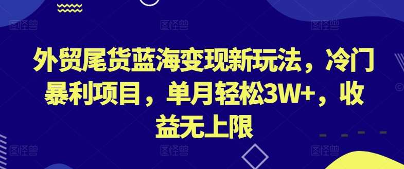 外贸尾货蓝海变现新玩法，冷门暴利项目，单月轻松3W+，收益无上限【揭秘】-三石资源库