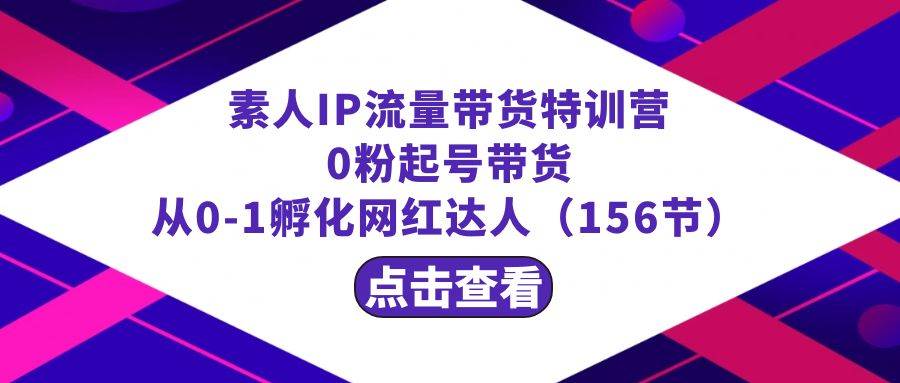 繁星·计划素人IP流量带货特训营：0粉起号带货 从0-1孵化网红达人（156节）-三石资源库