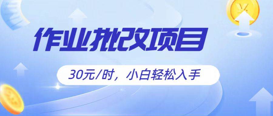 作业批改项目30元/时，简单小白轻松入手，非常适合兼职-三石资源库