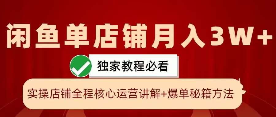 闲鱼单店铺月入3W+实操展示，爆单核心秘籍，一学就会【揭秘】-三石资源库
