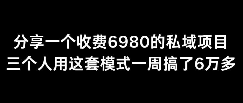 分享一个外面卖6980的私域项目三个人用这套模式一周搞了6万多【揭秘】-三石资源库