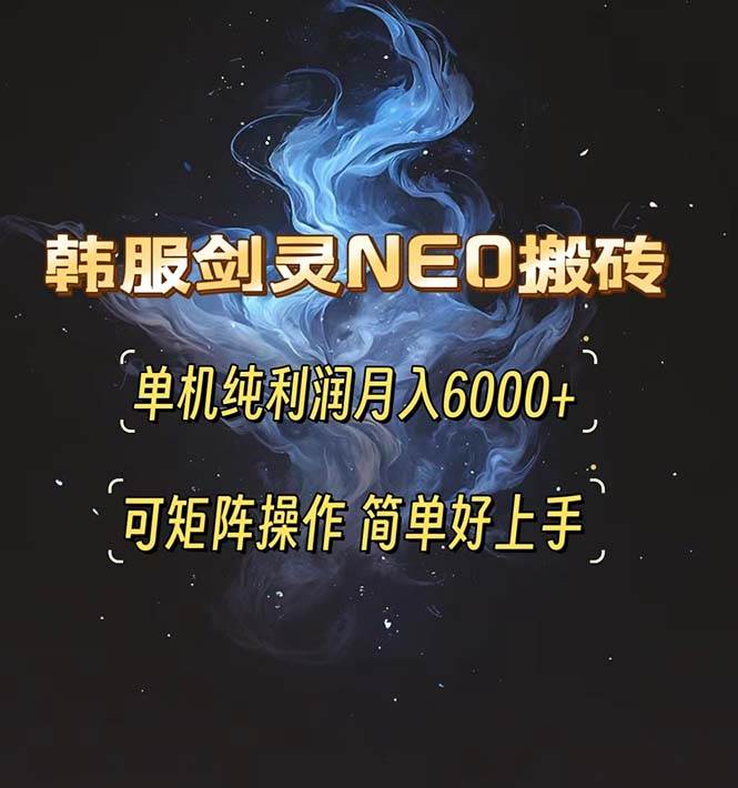（13435期）韩服剑灵NEO搬砖攻略，单机纯利润月入6000+ 可矩阵操作，简单好上手。-三石资源库