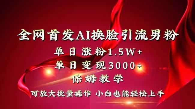 （8507期）全网独创首发AI换脸引流男粉单日涨粉1.5W+变现3000+小白也能上手快速拿结果-三石资源库