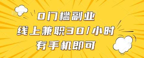 0门槛副业，线上兼职30一小时，有一部手机即可操作【揭秘】-三石资源库