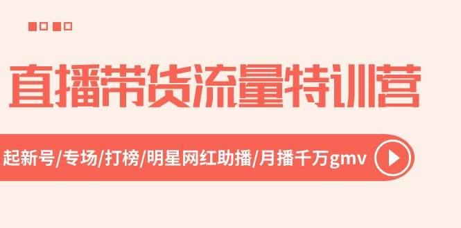 直播带货流量特训营，起新号-专场-打榜-明星网红助播 月播千万gmv（52节）-三石淘金网
