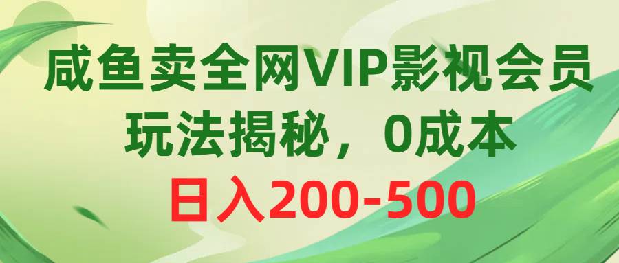 （10517期）咸鱼卖全网VIP影视会员，玩法揭秘，0成本日入200-500-三石资源库