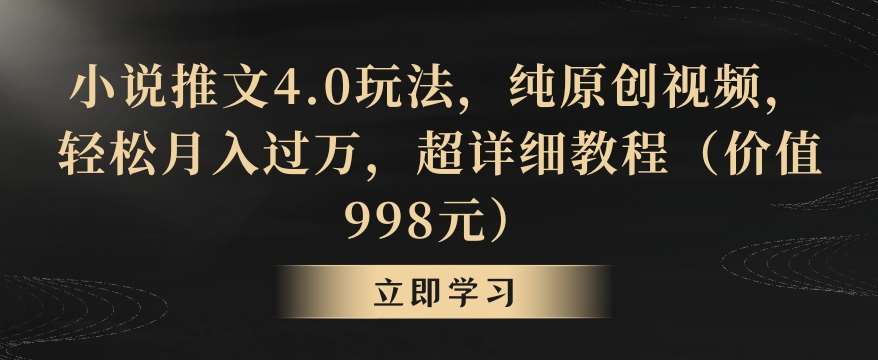 小说推文4.0玩法,纯原创视频,轻松月入过万,超详细教程(价值998元)【揭秘】-三石资源库