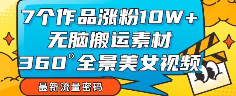 7个作品涨粉10W+，无脑搬运素材，全景美女视频爆款玩法分享【揭秘】-三石淘金网