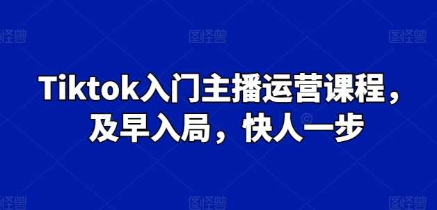 Tiktok入门主播运营课程，及早入局，快人一步-三石淘金网