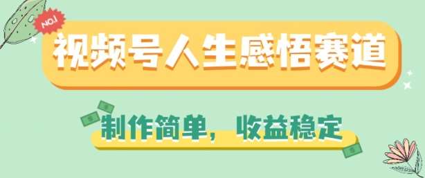 视频号人生感悟赛道，制作简单，收益稳定【揭秘】-三石资源库