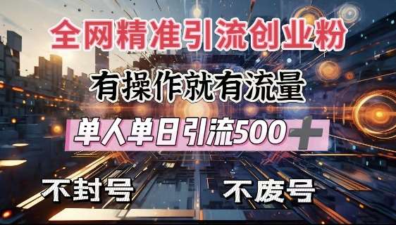 全网独家引流创业粉，有操作就有流量，单人单日引流500+，不封号、不费号-三石资源库