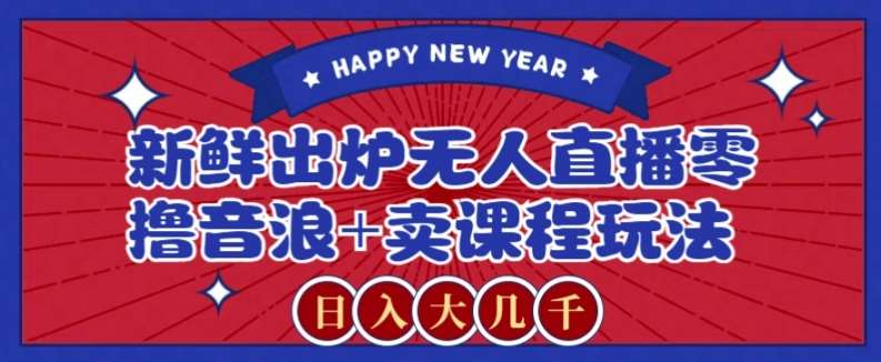 2024最新无人直播零撸音浪+卖课程玩法，日入大几千不是梦【揭秘】-三石淘金网