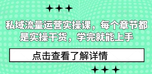 私域流量运营实操课，每个章节都是实操干货，学完就能上手-三石资源库