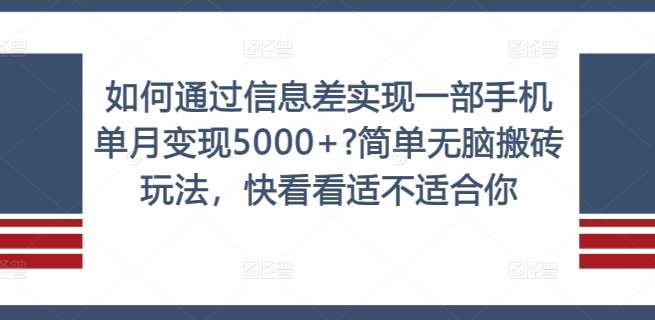 如何通过信息差实现一部手机单月变现5000+?简单无脑搬砖玩法，快看看适不适合你【揭秘】-三石淘金网