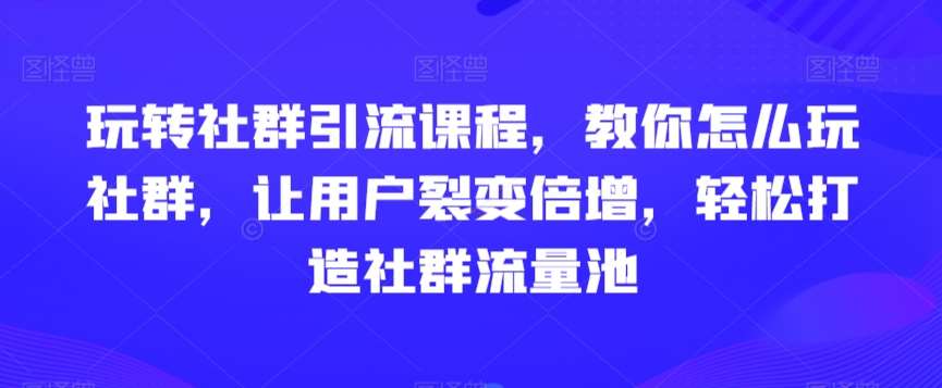玩转社群引流课程，教你怎么玩社群，让用户裂变倍增，轻松打造社群流量池-三石资源库