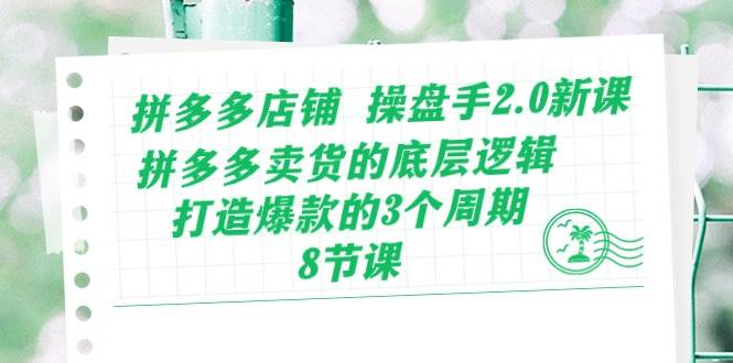（10859期）拼多多店铺 操盘手2.0新课，拼多多卖货的底层逻辑，打造爆款的3个周期-8节-三石资源库