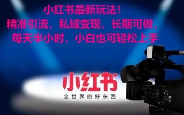 小红书最新玩法！精准引流，私域变现，长期可做，每天半小时，小白也可轻松上手-三石淘金网