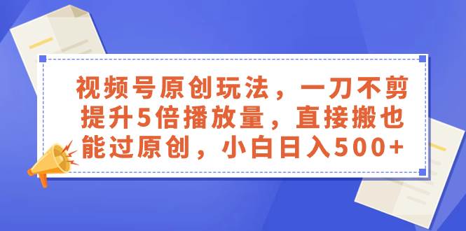 （8286期）视频号原创玩法，一刀不剪提升5倍播放量，直接搬也能过原创，小白日入500+-三石资源库
