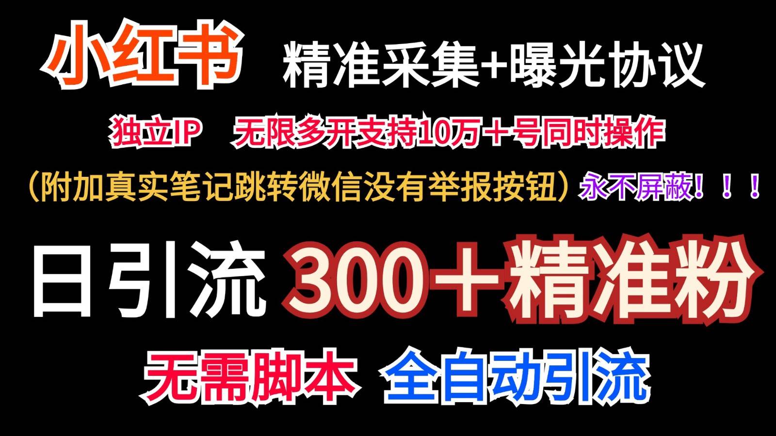 小红薯精准采集+无限曝光+真实笔记跳转微信,永不屏蔽(日引300+精准粉)-三石资源库