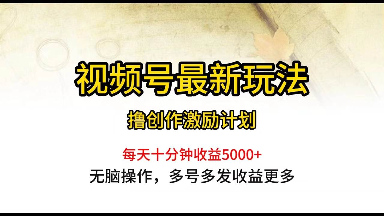 （10087期）视频号最新玩法，每日一小时月入5000+-三石资源库