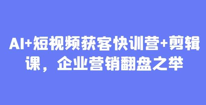 AI+短视频获客快训营+剪辑课，企业营销翻盘之举-三石淘金网
