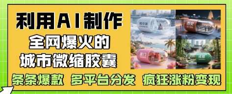 利用AI制作全网爆火的城市微缩胶囊，条条爆款， 多平台分发，疯狂涨粉变现-三石淘金网