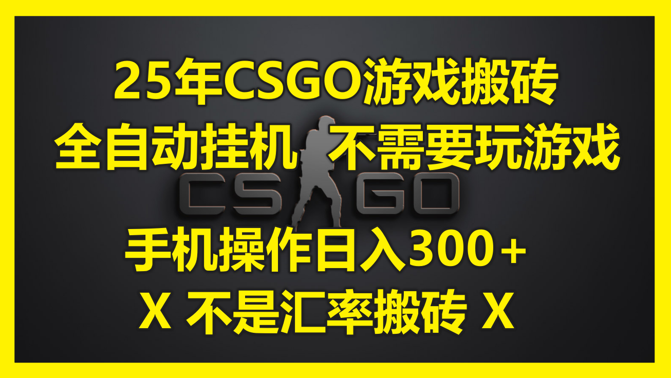（14902期）25年CSGO游戏搬砖，全自动挂机，不需要玩游戏，手机操作日入300+。(不…-三石资源库
