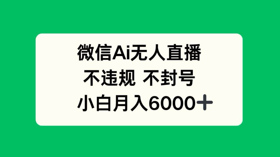 （14733期）微信AI无人直播，不违规 不封号 ，小白月入6000+-三石淘金网