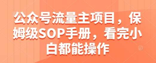 公众号流量主项目，保姆级SOP手册，看完小白都能操作-三石淘金网